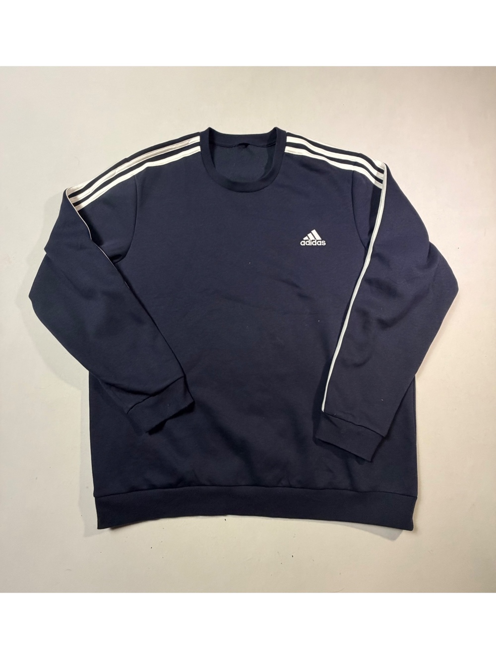 Adidas Essentials 3-Stripes Navy Sweatshirt Size XXL - Picture 2 of 7